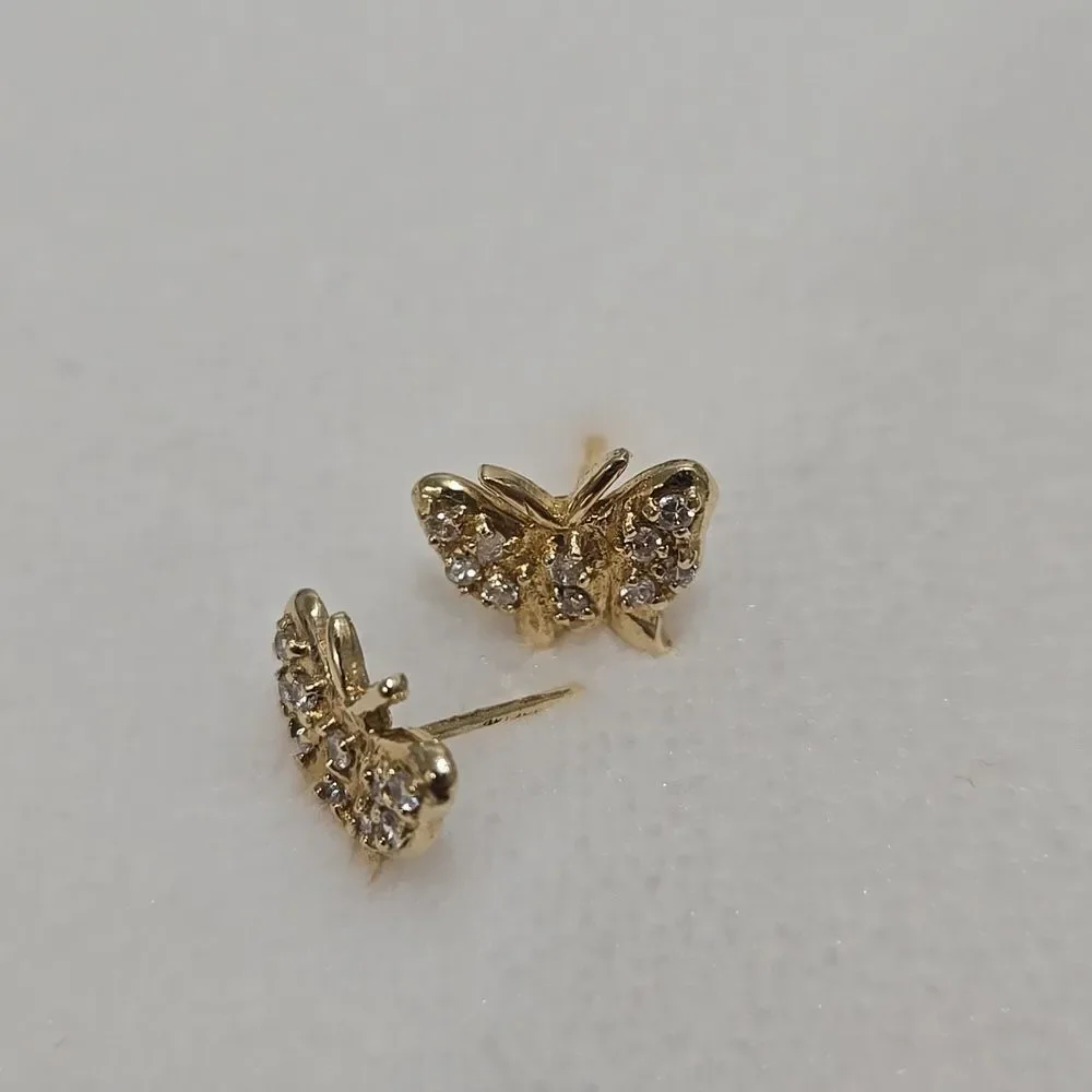 14k Solid Gold Butterfly Stud Earrings